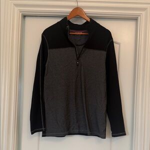 Men's Half-Zip Long Sleeve Sweater - Black & Charcoal